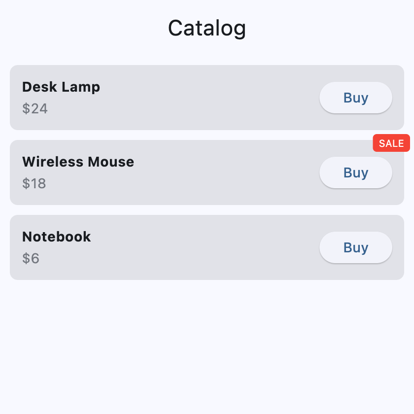 Product catalog app running on macOS